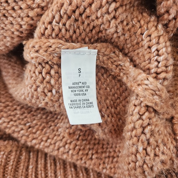 Aerie Sweater Womens Small Oversized Long Sleeve Mock Neck Preppy Pullover - Picture 13 of 16